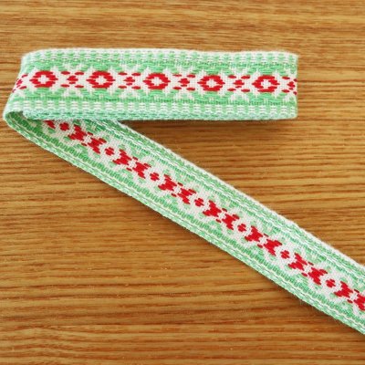 画像4: エストニアの刺繍テープ(伝統模様/ライトグリーン)