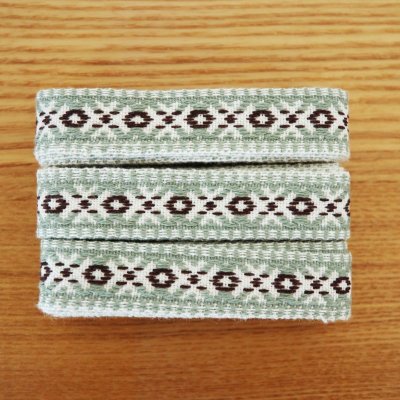 画像1: エストニアの刺繍テープ(伝統模様/グリーン)