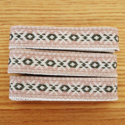 画像1: エストニアの刺繍テープ(伝統模様/ダークピンク)
