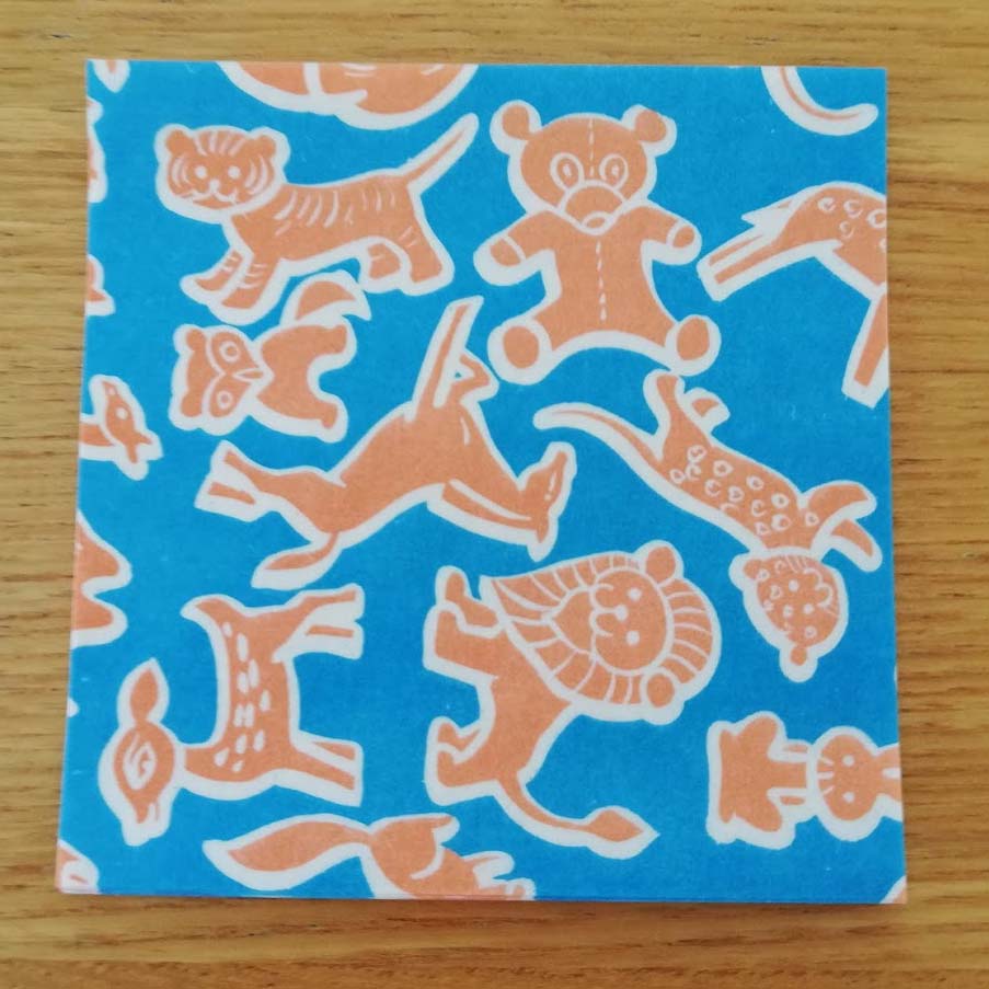 昭和レトロなミニ折り紙 10枚セット アニマル ブルーc 旅する雑貨店 Matka