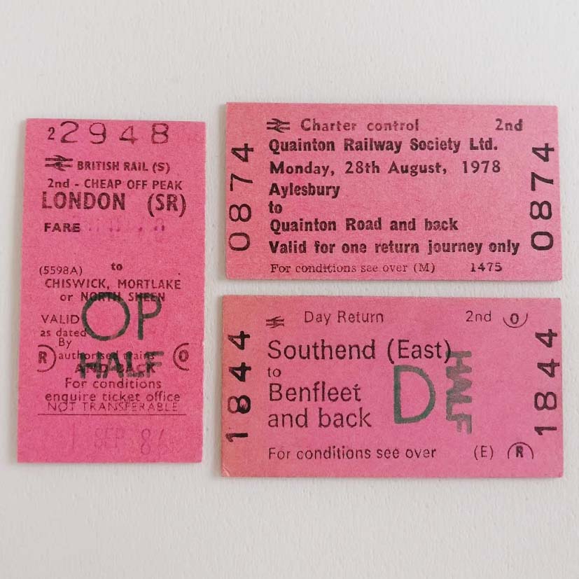 イギリスの鉄道チケット（ピンク） 3枚 - 旅する雑貨店 matka